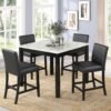 Dior PU - Black Pub Table + 4 Chair Set