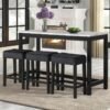 Gloria Black - Pub Table + 3 Chair Set