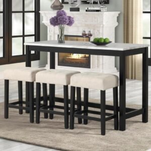 Gloria Linen - Pub Table + 3 Chair Set