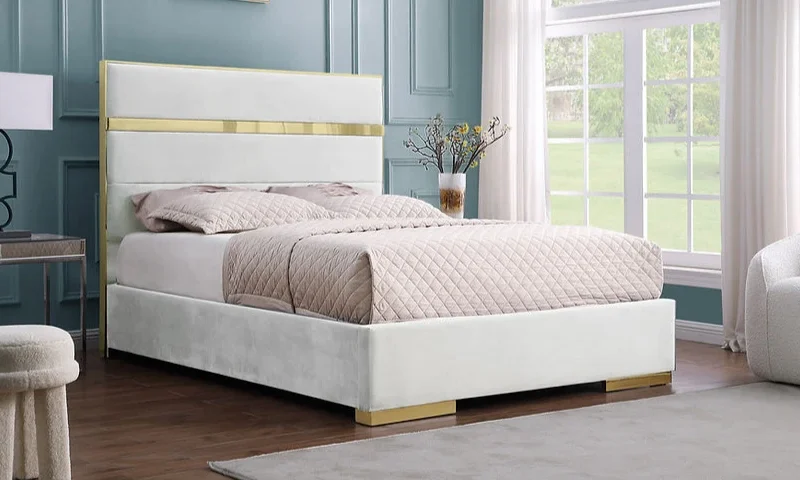 Queen Platform Bed Frame B810 Cartier [Ivory] 55''H