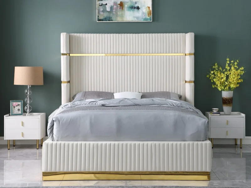 Queen Platform Bed Frame B786 Aspen [Cream] 65''H