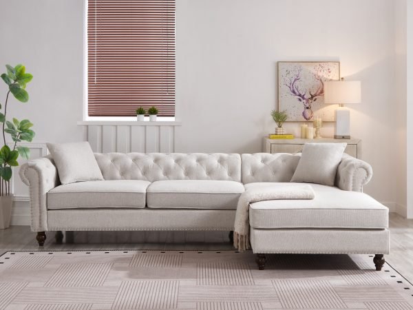 Blake Beige Chesterfield Sectional Sofa