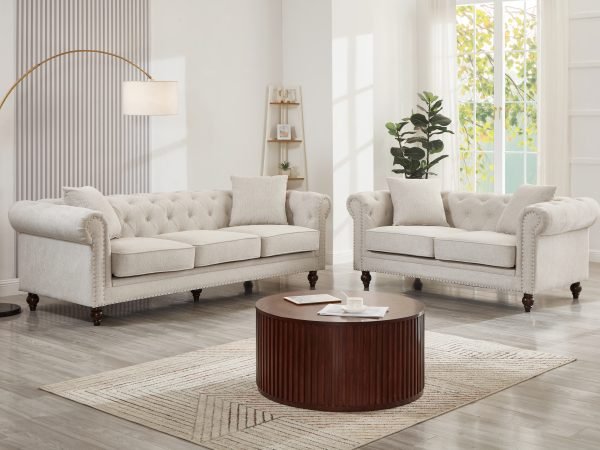 Sofa And Loveseat Beige Linen