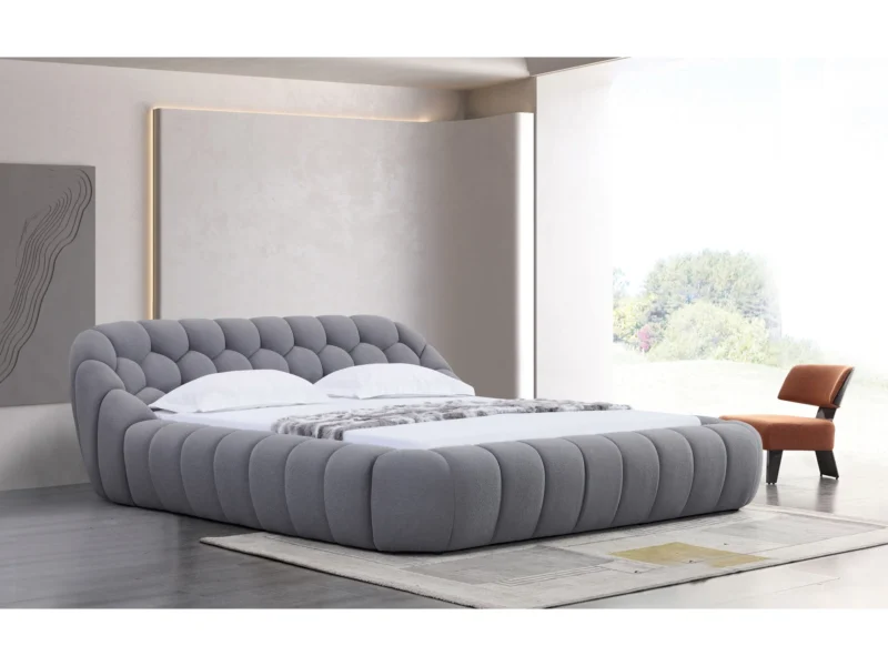 Queen Platform Bed Frame B127 Bubbles [Gray]