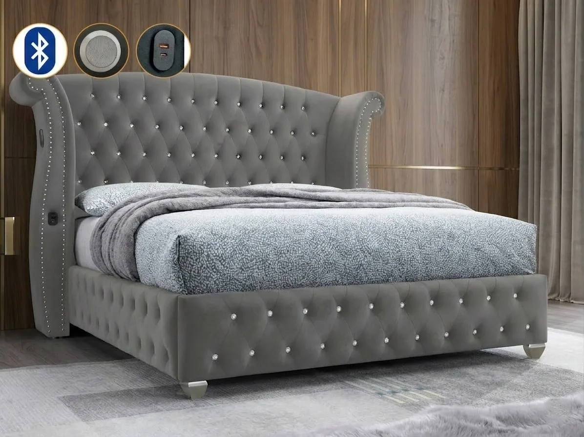 King Platform Bed Frame B2030 Divina [Gray]