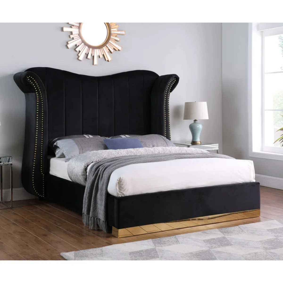 Queen Platform Bed B400 Luna [Black] 66''H
