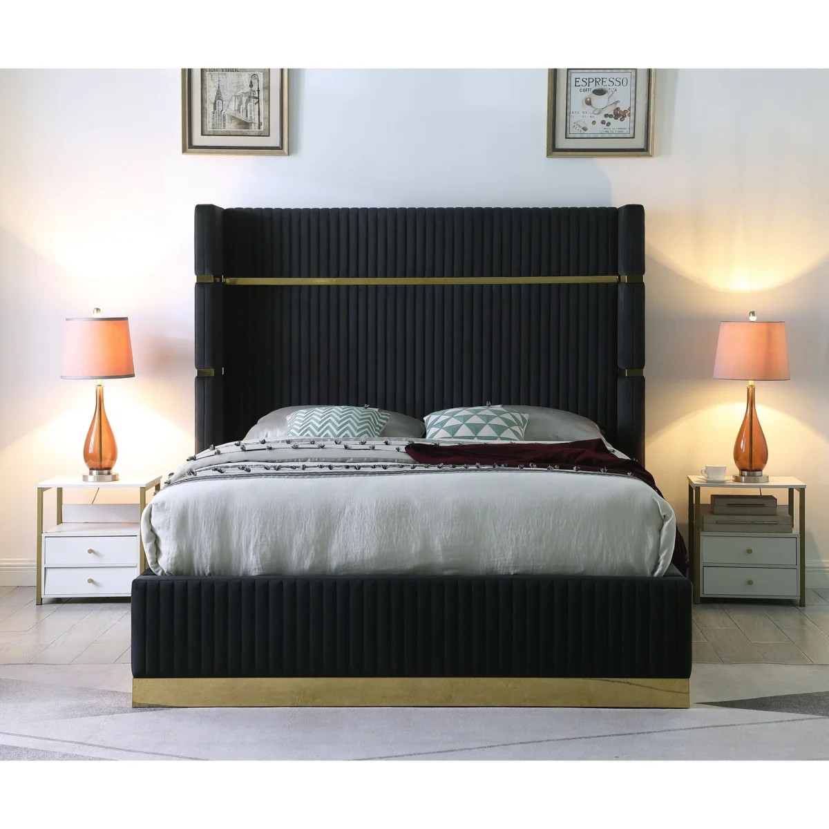 Queen Platform Bed Frame B786 Aspen [Black] 65''H
