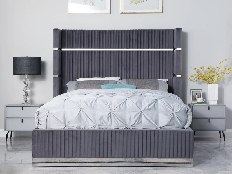 Queen Platform Bed Frame B786 Aspen [Gray] 65''H