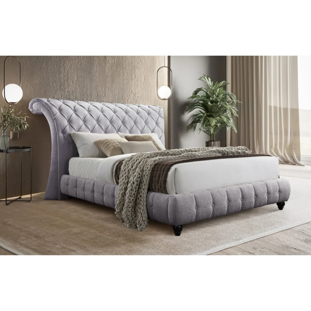 Queen Platform Bed Frame B8561 Everly [Gray]