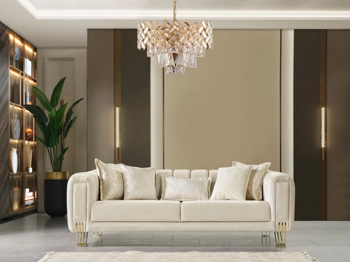Santana Ivory Velvet Sofa 89''