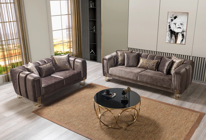 Santana Coffee Velvet Sofa 89'' & Loveseat 69''