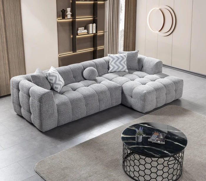 Ivy Gray Boucle RAF 110'' Sectional