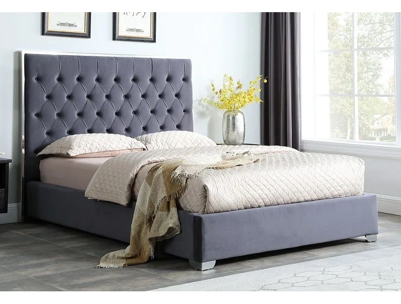 Queen Platform Bed Frame B600 Rose [Gray] 55''H