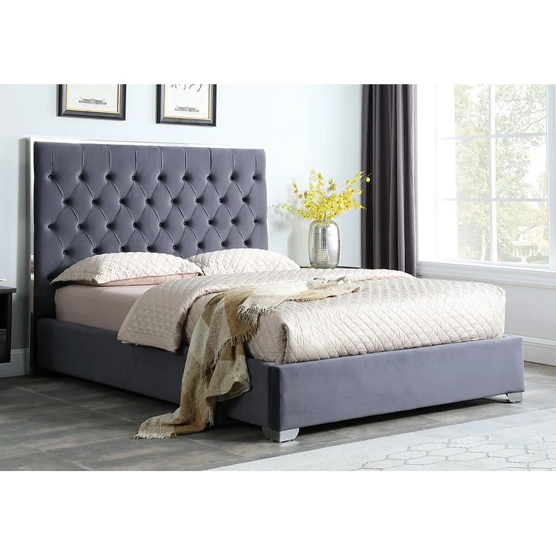 Queen Platform Bed Frame B600 Rose [Gray] 55''H