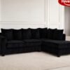 Reversible Chaise, Hanna Black Fluffy Wire Corduroy Sectonal
