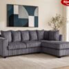 Reversible Chaise, Hanna Grey Fluffy Wide Corduroy Sectional